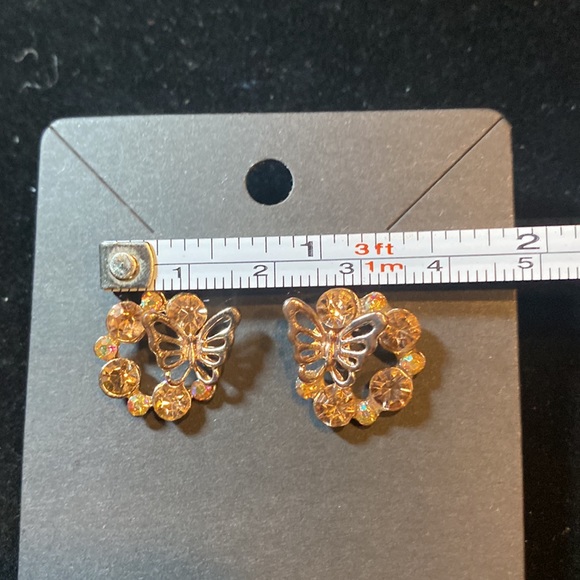 Butterfly Surrounded by Crystals Studded Earrings - Picture 3 of 4